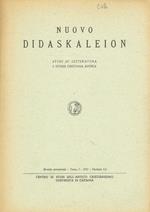 Nuovo Didaskaleion Tomo 7 Numeri 1-2. Studi Di Letteratura E Storia Antica