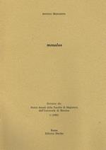 Menalus. Estratto Da Nuovi Annali Della Facoltà Di Magistero Dell'Università Di Messina 1 (1983)