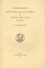 Inaugurazione Del Clxviii Anno Acc.1950-51 Della Reale Accademia Delle Scienze Di Torino 13 Novembre 1950