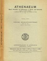 Athenaeum N.S. Volume Quarantanovesimo Fasc.I/Ii. Studi Periodici Di Letteratura E Storia Dell'Antichità