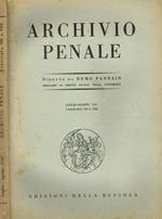 Archivio Penale Fascicolo Vii E Viii Vol.Iii