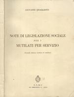 Note di legislazione sociale per i mutilati per servizio