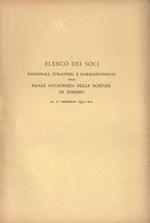 Elenco dei soci nazionali, stranieri e corrispondenti al 1 dicembre 1940