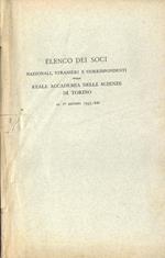 Elenco dei soci nazionali, stranieri e corrispondenti al 1 giugno 1943