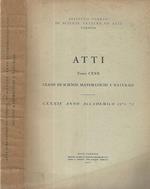 Atti anno accademico CXXXIV 1971-72, tomo CXXX, classe di scienze naturali matematiche e naturali