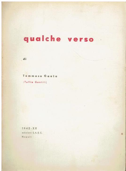 Qualche verso - Tommaso Gaeta - copertina