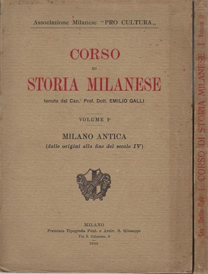 Corso di storia milanese - copertina