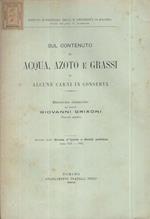 Sul contenuto in Acqua, Azoto e Grassi di alcune carni in conserva. Estratto dalla Rivista d'Igiene e Sanità pubblica Anno XIII 1902