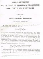 Delle superficie nelle quali un sistema di geodetiche sono curve di Bertrand. Estratto da Memorie della R.Accademia delle scienze dell'Istituto di Bologna anno 1903 serie V tomo X fascicolo 3