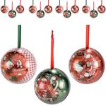 Palline Portadolci e Doni per Albero di Natale In Metallo Rosso Set da 12 Pezzi