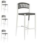 Set 4 Sgabelli Alti per Bar, Ristoranti, Giardino in Alluminio Bianco e Grigio