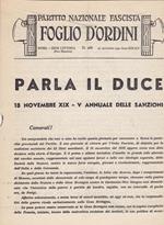 Partito Nazionale Fascista Foglio d'ordini Roma - Sede Littoria N. 268 - 20 novembre 1940 - Anno XIX E.F. - Parla il Duce 18 novembre XIX - V Annuale delle sanzioni