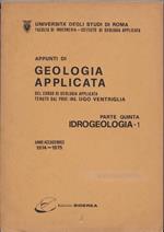 Appunti di geologia applicata. Parte V. Idrogeologia - 1