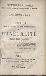 Discours Sur L'Origine Et Les Fondements De L'Inegalitè Parmi Les Hommes