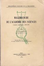 Malebranche de l'Académie des sciences. L'oeuvre scientifique, 1674-1715