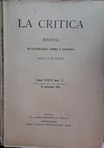 critica. Rivista di letteratura, storia e filosofia. Anno XXXVI fasc. V. 20 settembre 1938