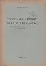 Sei consigli inediti di Paolo di Castro nei codici vaticani latini 8068, 8069, 11605 e urbinate latino 1132