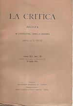 La critica rivista di letteratura,storia e filosofia. Anno XLI fasc IV