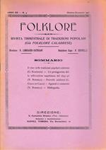 Folklore. Rivista trimestrale di tradizioni popolari. Anno XII n. 4 Ott.- Dic. 1928