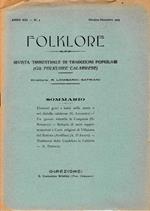 Folklore. Rivista trimestrale di tradizioni popolari. Anno XIII n. 48 Ott.- Dic. 1929