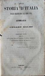 Della Storia d'Italia. Dalle origini fino all'anno 1814 - Sommario