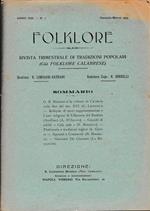 Folklore. Rivista trimestrale di tradizioni popolari. Anno XIII - N. 1 Genn. - Mar. 1929