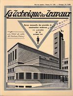 La Tecnique des Travaux. Revue mensuelle des Procédés de Construction modernes, 11° anno, n. 10, Octobre 1935