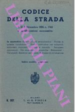 Codice della strada. T.U. 8 Dicembre 1933.. e modificazioni successive. Indice analitico alfabetico