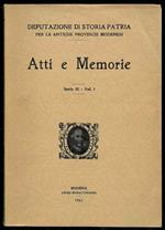Atti e memorie. Serie IX - Vol. I