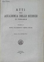 Atti della Accademia delle Scienze di Ferrara anno accademico CXXXIII (1955-56) Vol. 33°