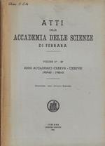 Atti della Accademia delle Scienze di Ferrara Vol. 37° e 38° anni accademici CXXXVII - CXXXVIII 1959-60 - 1960-61