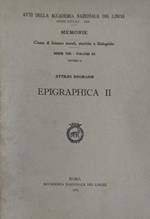 Epigraphica I, II, III, IV. Serie VIII
