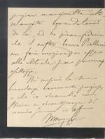 Lettera manoscritta autografa, firmata, stesa su quattro facciate su carta listata a lutto di un foglio piegato una volta. Indirizzata al prof. Antonio Canestrelli, datata: 