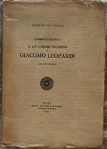 Commento Storico A Un Carme Satirico Di Giacomo Leopardi