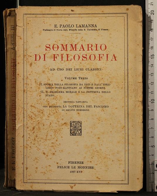 Sommario di filosofia. Vol 3 - Paolo E. Lamanna - Libro Usato - Le Monnier  - | Feltrinelli
