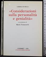 Considerazioni sulla personalità e genialità