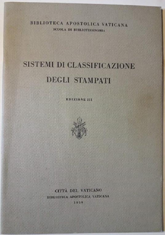 Sistemi di Classificazione Degli Stampati - copertina