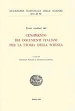 Primi risultati del Censimento dei documenti italiani per la storia della Scienza