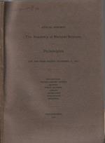 Annual reports The Academy of Natural Sciences of Philadelphia for the year ending november 30, 1921