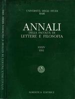 Università degli Studi di Bari annali della Facoltà di Lettere e Filosofia XXXIV 1991