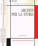 Archivi per la storia. Periodico semestrale anno XVI, n.1, 2, gennaio/giugno, luglio/dicembre 2003