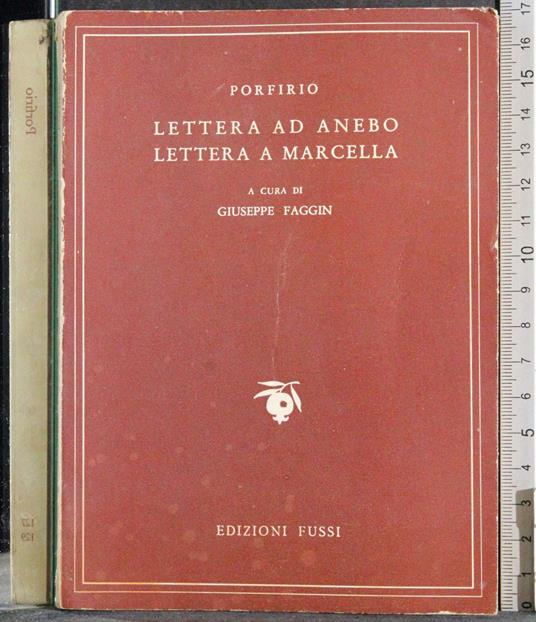 Lettera ad anebo. Lettera a Marcella - Porfirio - copertina