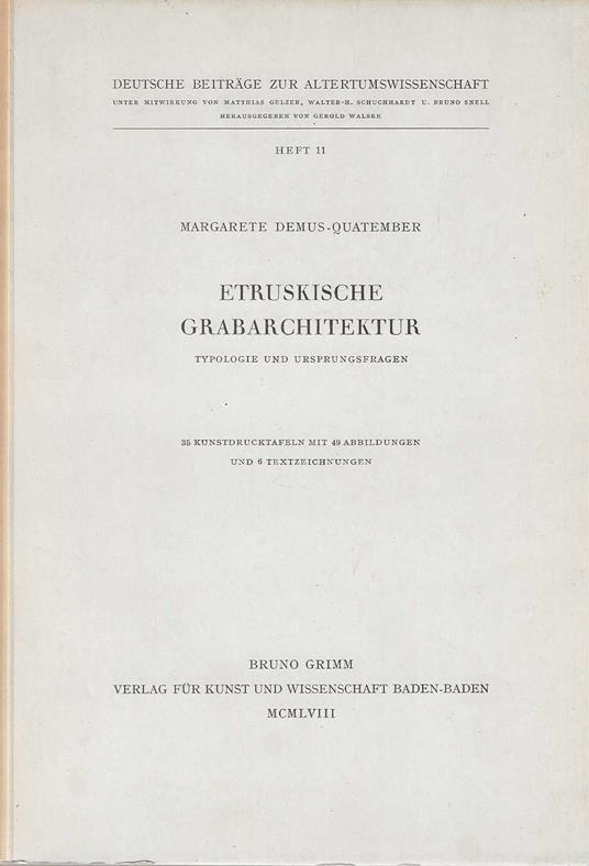 Etruskische Grabarchitektur typologie und ursprungsfragen - copertina