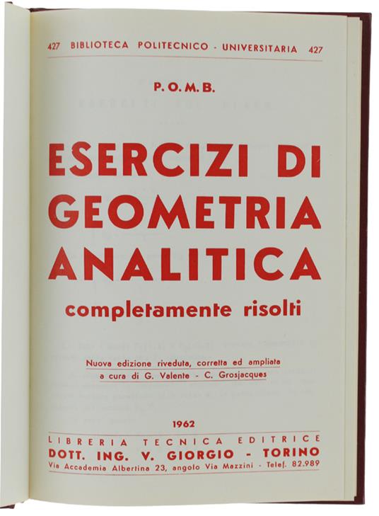 Esercizi Di Geometria Analitica Completamente Risolti - copertina