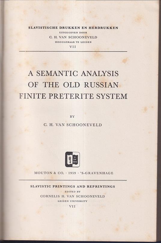 A semantic analysis of the old Russian finite preterite system - copertina