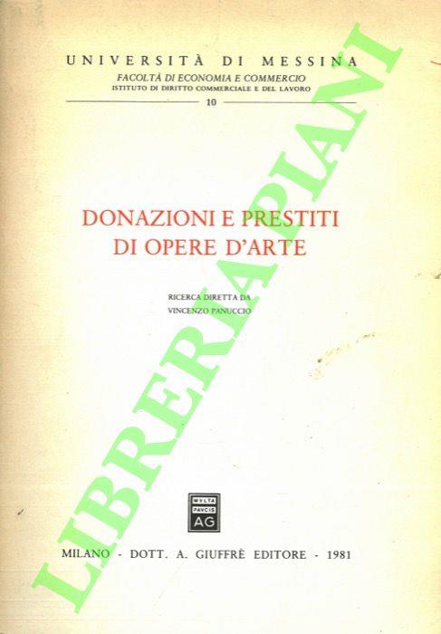 Donazioni e prestiti di opere d'arte - Vincenzo Panuccio - copertina