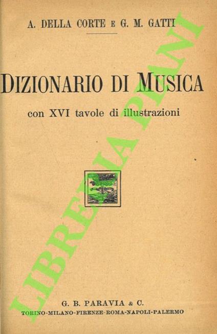 Dizionario di musica con XVI tavole di illustrazioni - copertina