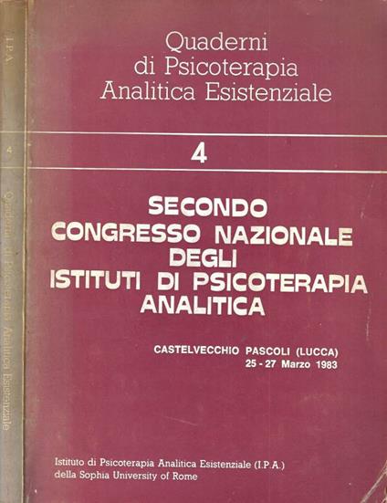 Secondo Congresso Nazionale degli Istituti di Psicoterapia Analitica - copertina