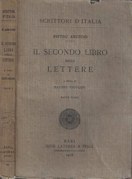 Il secondo libro delle lettere Parte I - Pietro Aretino - copertina