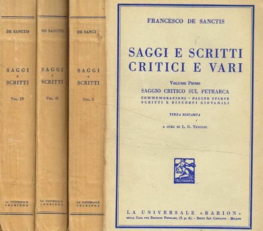 Saggi e scritti critici e vari vol.I, II, IV - Francesco De Sanctis - copertina